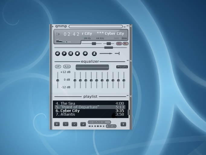 Captura de pantalla do QMMP na súa versión 0.3.0