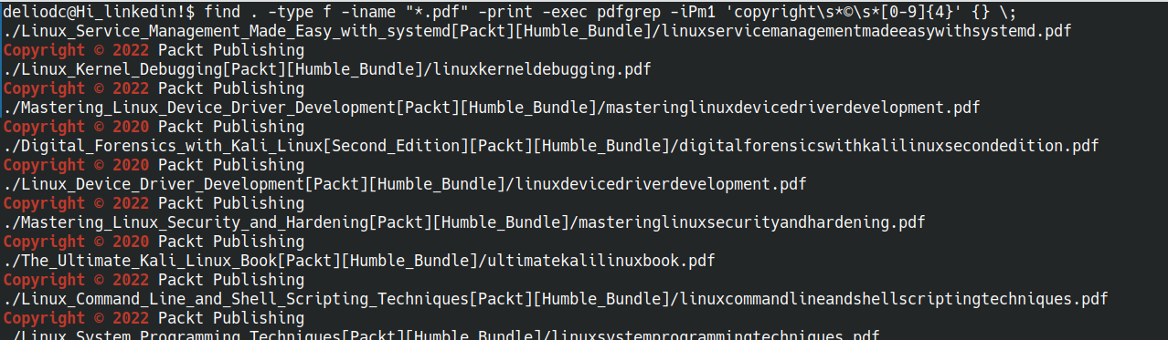 screenshot of command execution